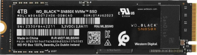 Накопитель SSD WD PCIe 4.0 x4 4000GB WDS400T2X0E Black SN850X M.2 2280