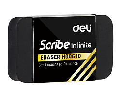 Ластик Deli EH00610 Scribe Infinite 30х11х46мм черный индивидуальная картонная упаковка