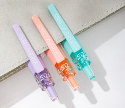 Набор ручек гелев. автоматическая Deli Arris (EG09-BK-P) прозрачный/серый d=0.5мм черн. черн. кор.карт. (12шт) резин. манжета