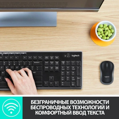 Клавиатура + мышь Logitech MK270 клав:черный мышь:черный USB беспроводная Multimedia (920-003381)