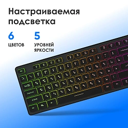 Клавиатура Оклик 550ML черный USB slim Multimedia LED (1061617)