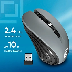 Мышь Оклик 545MW черный оптическая 1600dpi беспров. USB для ноутбука 4but (368626)