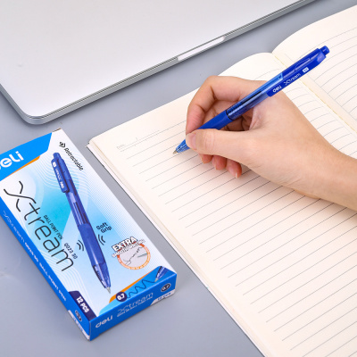 Ручка шариков. автоматическая Deli X-tream EQ02330 прозрачный/синий d=0.7мм син. черн. сменный стержень линия 0.4мм резин. манжета