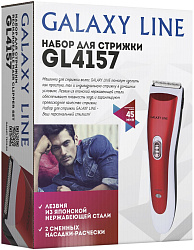 Машинка для стрижки Galaxy Line GL 4157 красный 4Вт (насадок в компл:2шт)