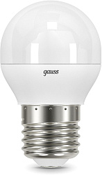 Лампа светодиодная Gauss Black 6.5Вт цок.:E27 шар 220B св.свеч.бел.теп. G45 (упак.:10шт) (105102107)
