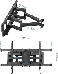 Кронштейн для телевизора Kromax CORBEL-8 титан 32"-75" макс.55кг настенный поворот и наклон