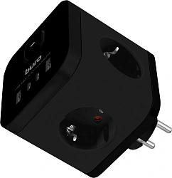 Сетевой разветвитель Buro BU-PW3UC-B (3 розетки) черный (коробка)