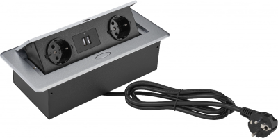 Розетка Cactus CS-SOCKET-EU/USBA-GY для столешницы 26.5x11.8x6.5см серый