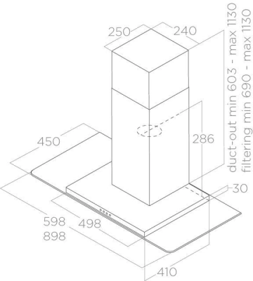 Вытяжка каминная Elica Flat GLASS IX/A/60 нержавеющая сталь управление: кнопочное (1 мотор)