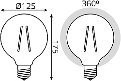 Лампа светодиодная Gauss Filament 158802010-D 10Вт цок.:E27 шар 220B св.свеч.бел.теп. (упак.:1шт)