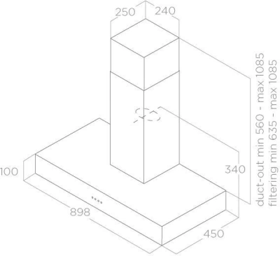 Вытяжка каминная Elica Spot Urban Cast Iron/A/90 черный управление: кнопочное (1 мотор)