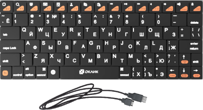 Клавиатура Оклик 840S черный USB беспроводная BT slim (754787)