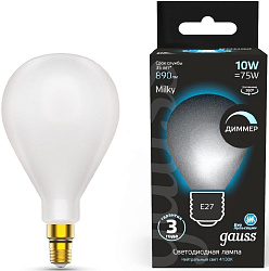 Лампа светодиодная Gauss Filament 179202210-D 10Вт цок.:E27 груша 220B св.свеч.бел.нейт. (упак.:1шт)