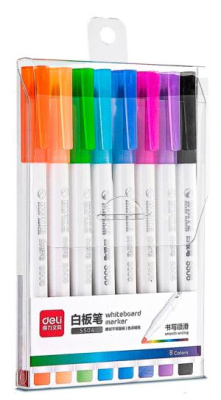 Набор маркеров для досок Deli S504 круглый пиш. наконечник 8цв. ассорти пакет с европодвесом (8шт.)