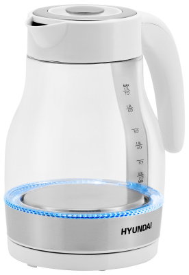 Чайник электрический Hyundai HYK-G3802 1.7л. 2200Вт белый/серебристый корпус: стекло