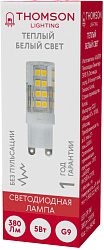 Лампа светодиодная Thomson TH-B4240 5Вт цок.:G9 капсул. 220B св.свеч.бел.теп. (упак.:1шт)