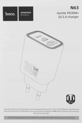 Сетевое зар./устр. Hoco N63 Gentle 30W 3A (PD) USB-A/Type-C универсальное белый (44402)