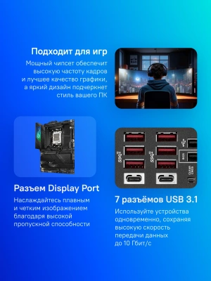 Материнская плата Asus ROG STRIX X670E-F GAMING WIFI SocketAM5 AMD X670 4xDDR5 ATX AC`97 8ch(7.1) 2.5Gg RAID+HDMI+DP