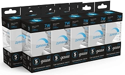 Лампа светодиодная Gauss 105101307-D 7Вт цок.:E14 шар 150B св.свеч.бел.хол. (упак.:1шт)