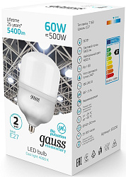 Лампа светодиодная Gauss Elementary T160 60Вт цок.:E27 цилин. 220B св.свеч.бел.нейт. (упак.:1шт) (63226)