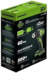 Дрель-шуруповерт Greenworks DD560 аккум. патрон:быстрозажимной (3708407CUC)