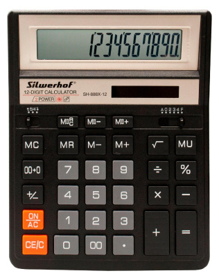 Калькулятор настольный Silwerhof SH-888X-12 черный 12-разр.