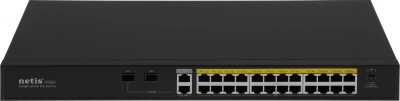 Коммутатор Netis P124GH (L2) 24x100Мбит/с 2x1Гбит/с 1xКомбо(1000BASE-T/SFP) 1SFP 24PoE 24PoE+ 360W неуправляемый
