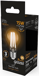 Лампа светодиодная Gauss Filament 102902115 15Вт цок.:E27 груша 220B св.свеч.бел.теп. (упак.:1шт)