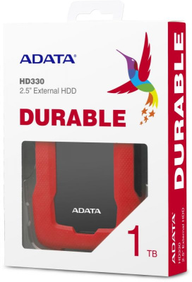 Жесткий диск A-Data USB3.0 1TB AHD330-1TU31-CRD HD330 DashDrive Durable 2.5" красный