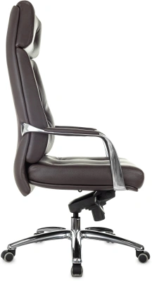Кресло руководителя Бюрократ _DAO коричневый кожа крестов. алюминий