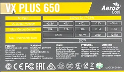 Блок питания Aerocool ATX 650W VX Plus (20+4pin) 120mm fan 4xSATA RTL