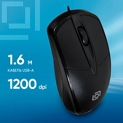 Мышь Оклик 125M черный оптическая 1200dpi USB 3but (1175317)