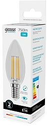 Лампа филам. Gauss Filament 12Вт цок.:E14 свеча 220B св.свеч.бел.нейт. (упак.:10шт) (32122)