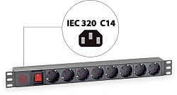 Блок распределения питания Sysmatrix PD 0802.000 гор.размещ. 8xSchuko базовые 16A C14