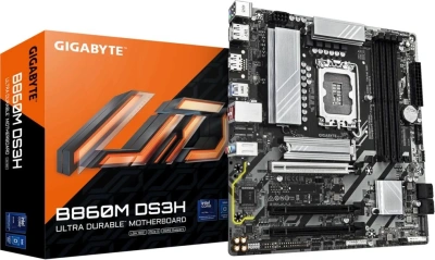 Материнская плата Gigabyte B860M DS3H Soc-1851 Intel B860 4xDDR5 mATX AC`97 8ch(7.1) 2.5Gg RAID+HDMI+DP