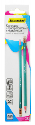 Карандаш ч/г Silwerhof Favorit 120635-00 2.2мм HB шестигран. пластик зеленый кор.европод. ластик