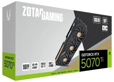 Видеокарта Zotac PCI-E 4.0 RTX 5070 Ti SOLID SFF OC NVIDIA GeForce RTX 5070TI 16Gb 256bit GDDR7 2482/28000 HDMIx1 DPx3 HDCP Ret