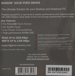 Накопитель SSD AMD PCIe 3.0 x4 256GB R3MP30256G8 Radeon M.2 2280