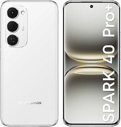 Смартфон Tecno Spark 40 Pro+ 256Gb 8Gb белый моноблок 3G 4G 2Sim 6.78" 1224x2720 Android 15 50Mpix 802.11 a/b/g/n/ac/ax NFC GPS GSM900/1800 Protect FM