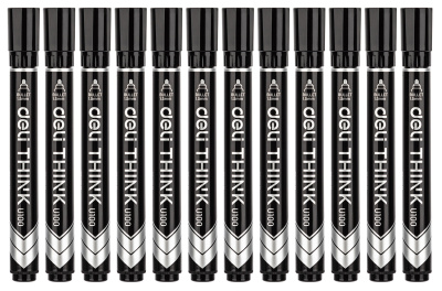 Маркер перманентный Deli EU10020 Think круглый пиш. наконечник 1.5мм черный