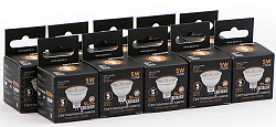 Лампа светодиодная Gauss Black 5Вт цок.:GU5.3 рефлек. 220B св.свеч.бел.теп. MR16 (упак.:10шт) (101505105)
