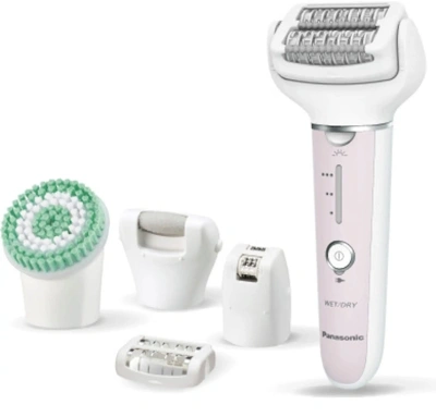 Эпилятор Panasonic ES-EY80-P520 скор.:3 насад.:5 от аккум. белый/розовый