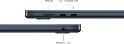 Ноутбук Apple MacBook Air A3114 M3 8 core 16Gb SSD512Gb/10 core GPU 15.3" Liquid Retina (2880x1864) macOS midnight WiFi BT Cam (MXD43LL/A)