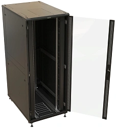 Шкаф коммутационный Hyperline (TTBR-4288-AS-RAL9004) напольный 42U 800x800мм пер.дв.стекл задн.дв.спл.стал.лист 2 бок.пан. 1000кг черный 710мм 2055мм IP20 сталь