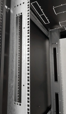 Шкаф серверный ЦМО (ШТК-М-42.8.10-48АА-9005) напольный 42U 800x1050мм пер.дв.перфор. 2 бок.пан. задн.дв.двуст. направл.под закл.гайки 1200кг черный 850мм