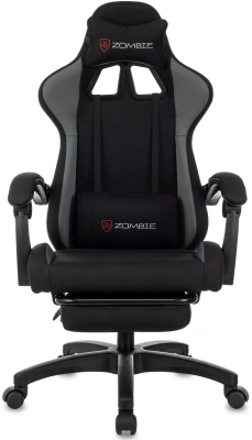 Кресло игровое Zombie Shadow черный/серый с подголов. крестов. пластик подст.для ног пластик черный