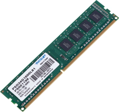 Память DDR3L 4Gb 1600MHz Patriot PSD34G1600L81 Signature RTL PC3-12800 CL11 DIMM 240-pin 1.35В single rank Ret