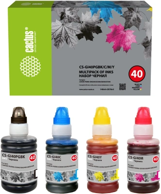 Чернила Cactus CS-GI40PGBK/C/M/Y голубой/пурпурный/желтый/черный набор для Canon Pixma G5040/G6040/GM2040