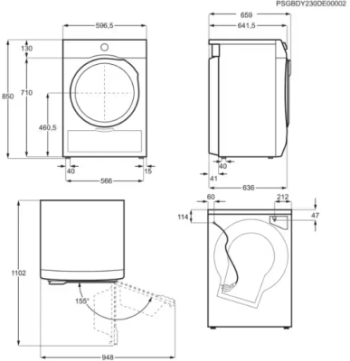 Сушильная машина Electrolux EW9D4854KE пан.англ. белый