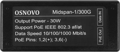 Инжектор PoE Osnovo Midspan-1/300G 10/100/1000BASE-T 30Вт 100-240В(АС)